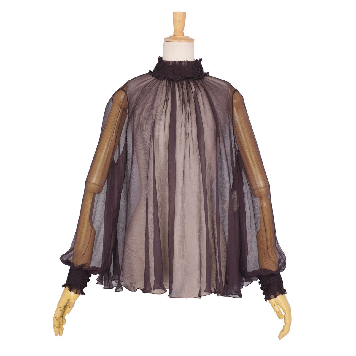 Dior Shirt Blouse Long Sleeve Sheer Silk Chiffon Top Purple US 4 — view 3