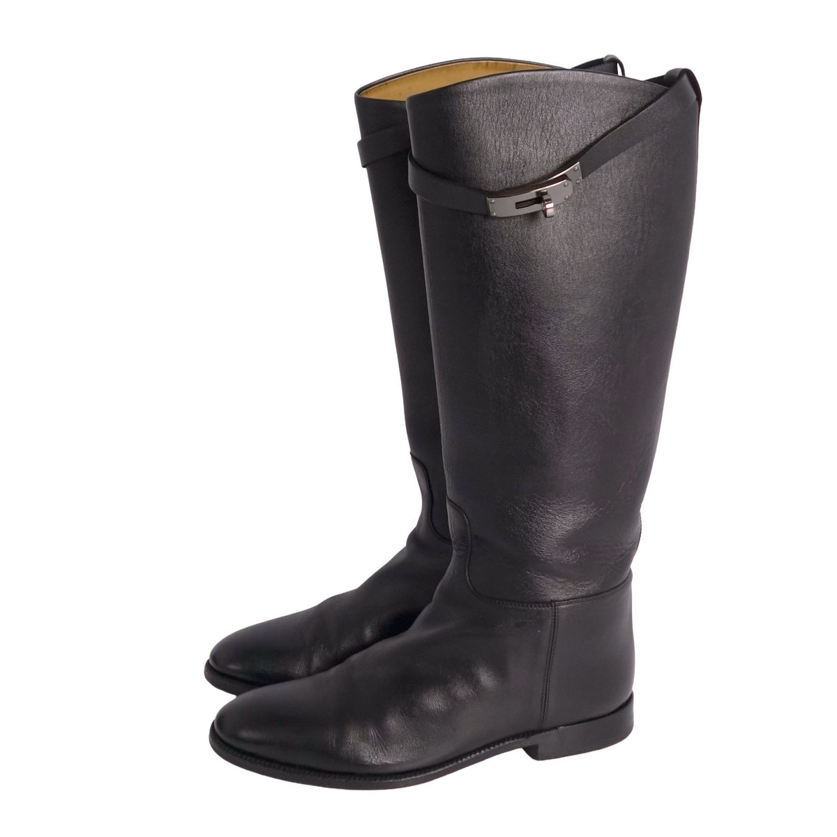 Hermes Boots Jumping Long Kelly Shoes Leather Black — view 2