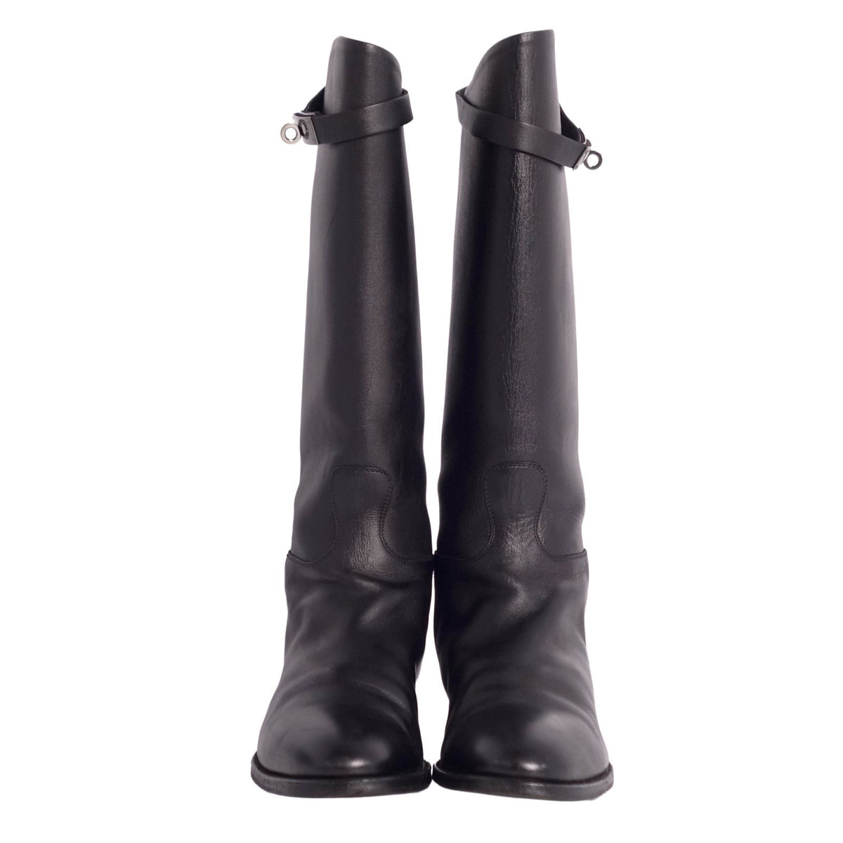 Hermes Boots Jumping Long Kelly Shoes Leather Black — view 4