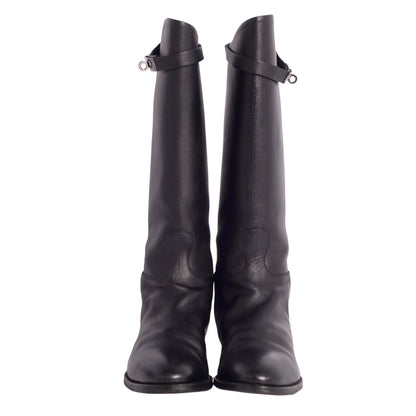 Hermes Boots Jumping Long Kelly Shoes Leather Black — view 4