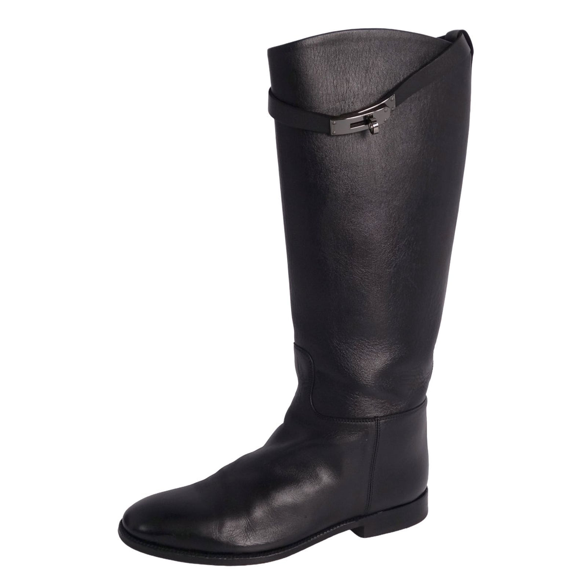 Hermes Boots Jumping Long Kelly Shoes Leather Black