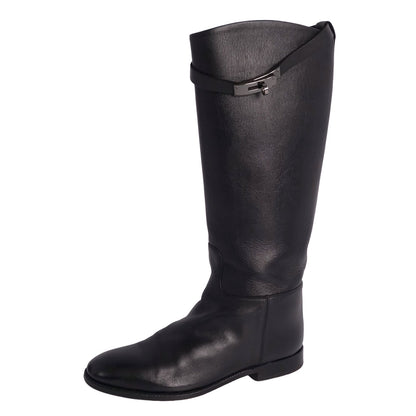 Hermes Boots Jumping Long Kelly Shoes Leather Black