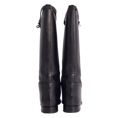 Hermes Boots Jumping Long Kelly Shoes Leather Black — view 5