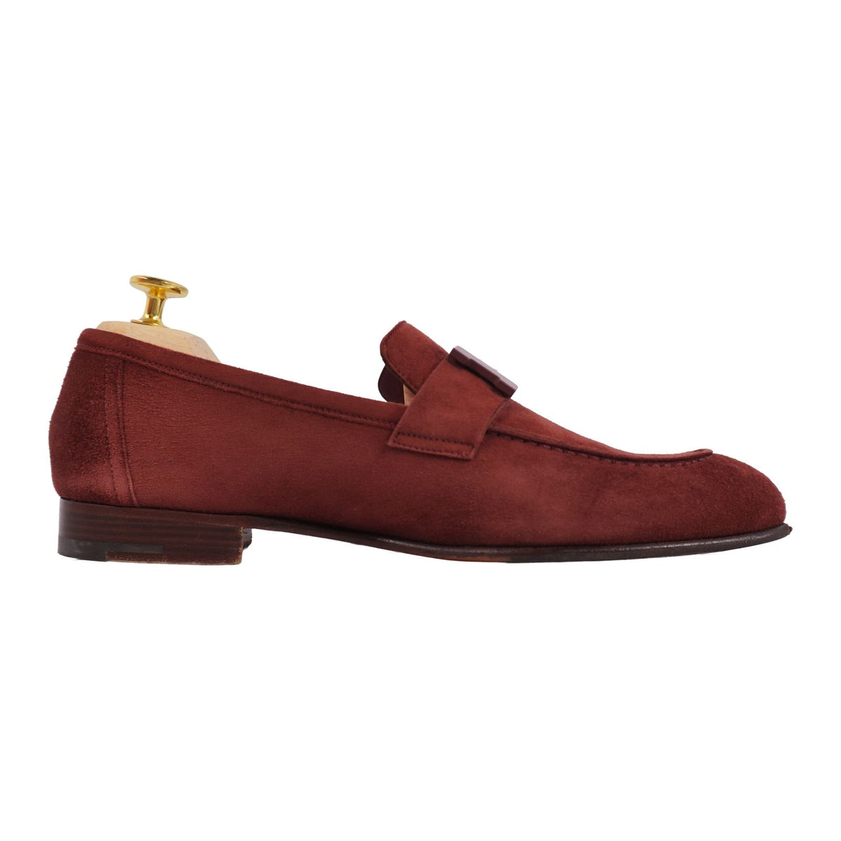 Hermes Loafers Moccasins Paris Constance H Logo Shoes Suede Red — view 6