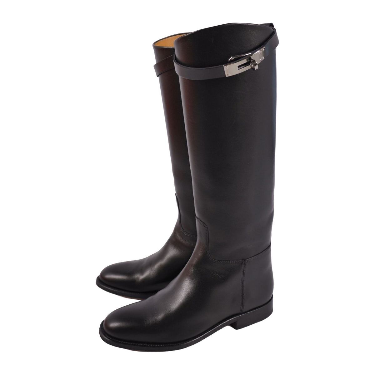 Hermes Boots Jumping Long Kelly Shoes Leather Black — view 2