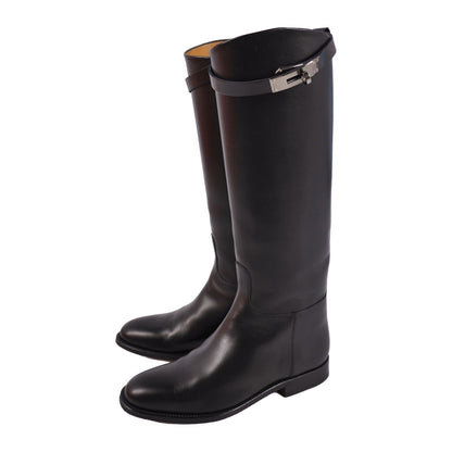 Hermes Boots Jumping Long Kelly Shoes Leather Black — view 2