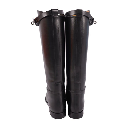 Hermes Boots Jumping Long Kelly Shoes Leather Black — view 5