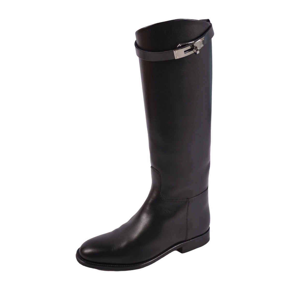 Hermes Boots Jumping Long Kelly Shoes Leather Black