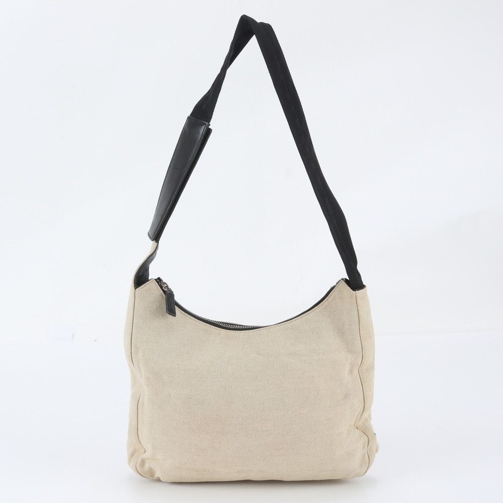Prada Leather Canvas Shoulder Bag Tote Hand