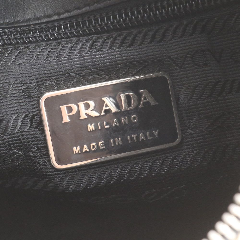 Prada Leather Canvas Shoulder Bag Tote Hand — view 8
