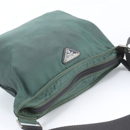 Prada Tessuto Nylon Triangle Logo Leather Shoulder Bag Crossbody Messenger — view 8