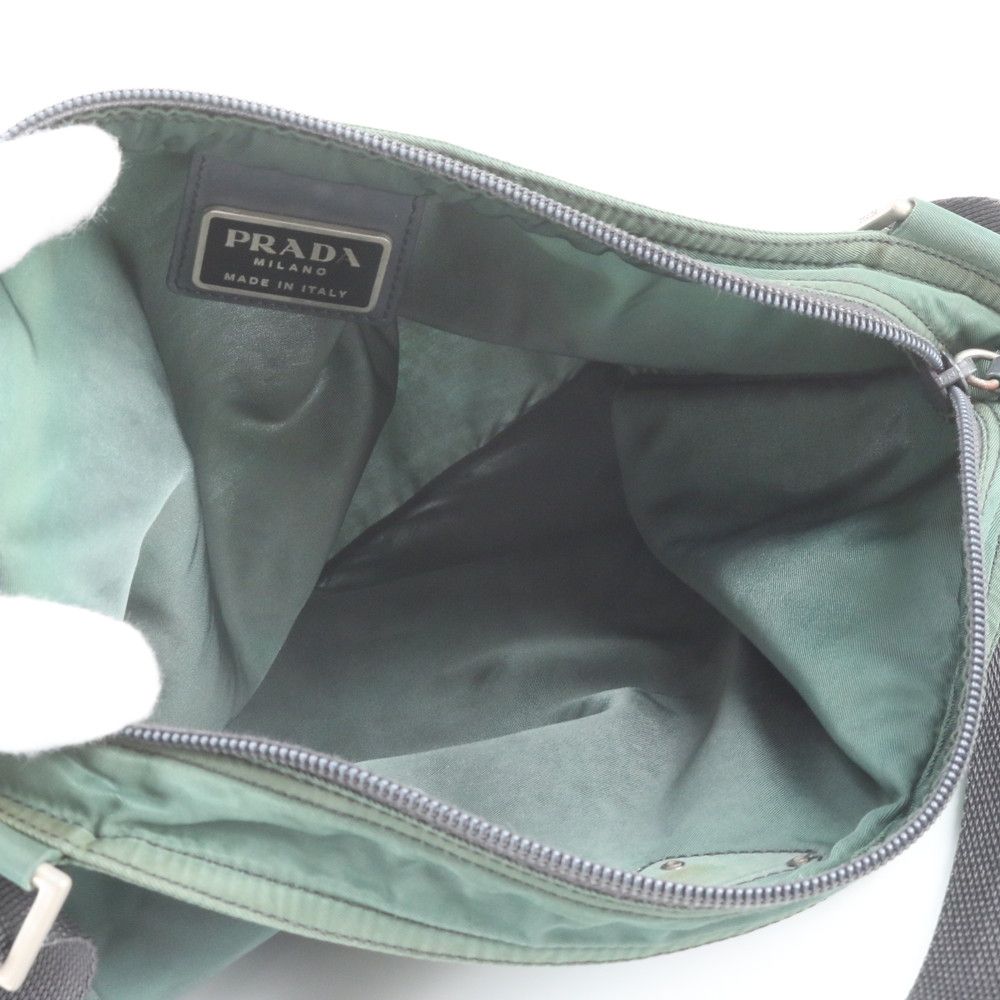 Prada Tessuto Nylon Triangle Logo Leather Shoulder Bag Crossbody Messenger — view 7