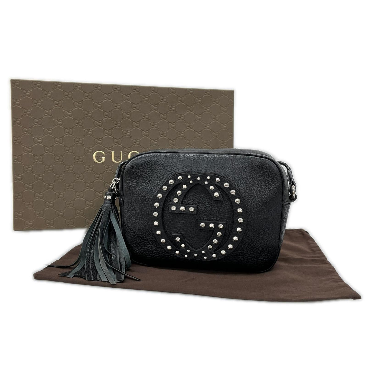Gucci Shoulder Bag Soho Studded Leather Disco Black