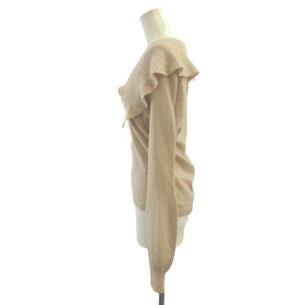 Celine Ruffle Color Cashmere Knit V-neck Long Sleeve Pink Top Sweater S — view 3
