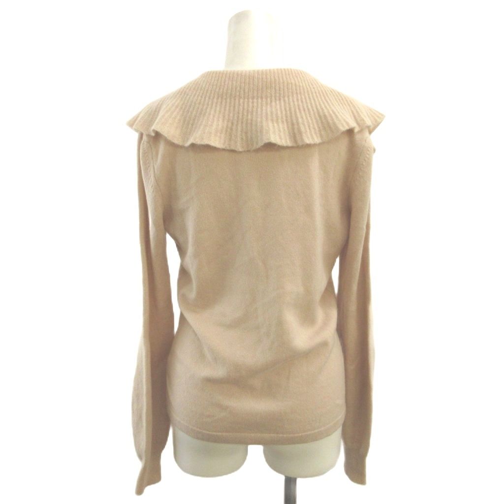 Celine Ruffle Color Cashmere Knit V-neck Long Sleeve Pink Top Sweater S — view 2