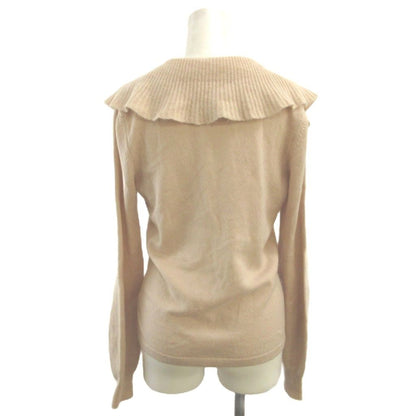 Celine Ruffle Color Cashmere Knit V-neck Long Sleeve Pink Top Sweater S — view 2