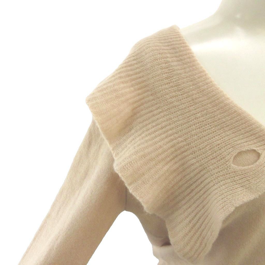 Celine Ruffle Color Cashmere Knit V-neck Long Sleeve Pink Top Sweater S — view 5