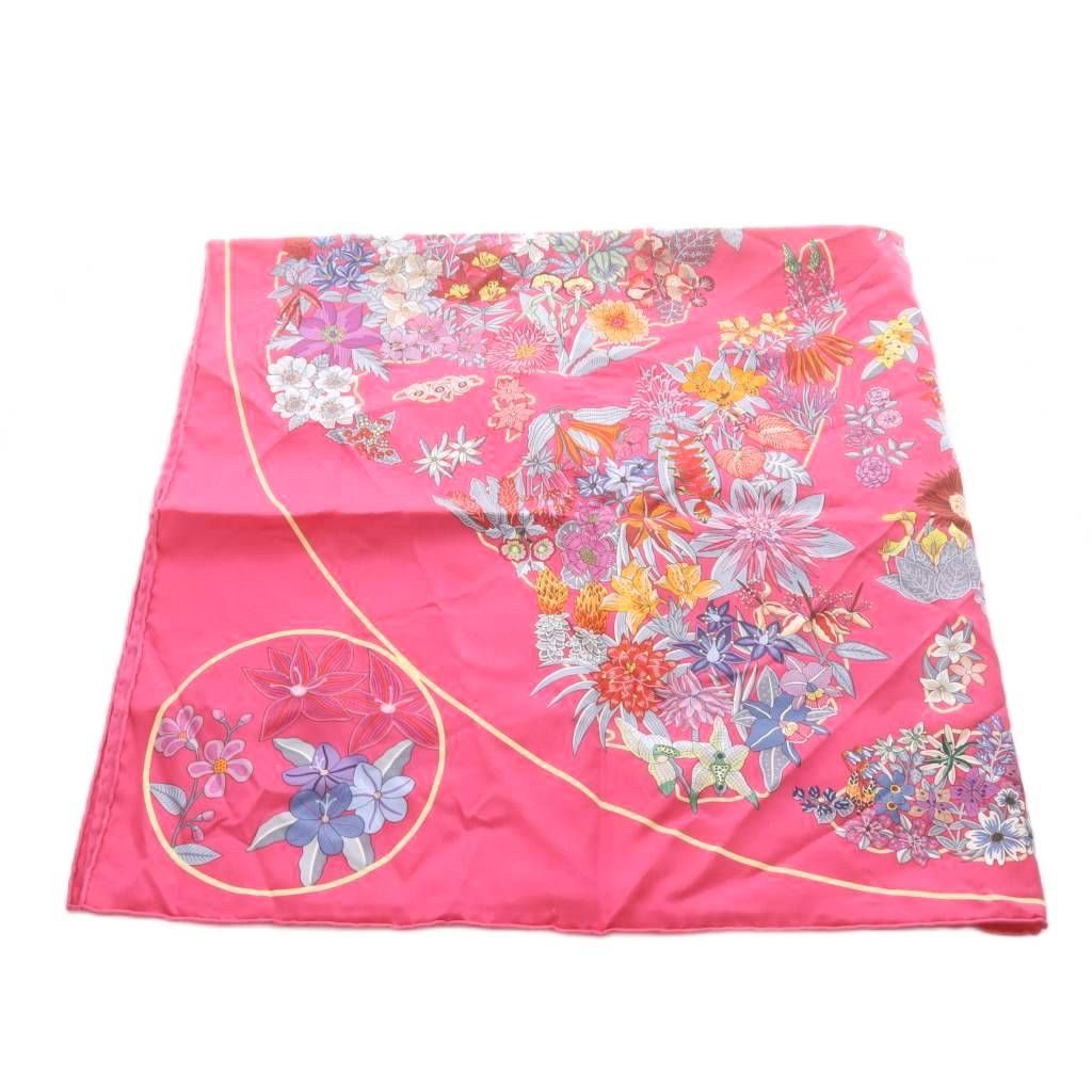 Hermes Scarf Carre 90 Planifleurs Silk Pink — view 7