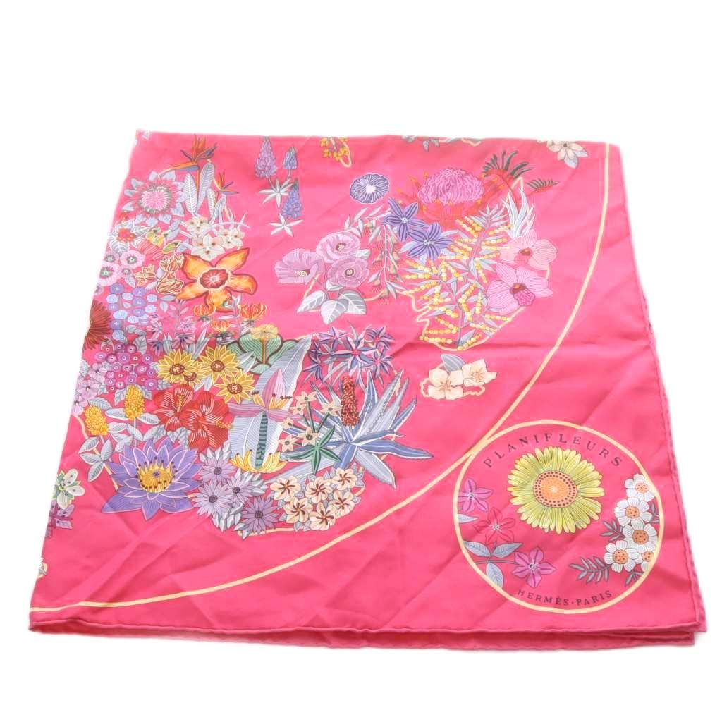 Hermes Scarf Carre 90 Planifleurs Silk Pink — view 5