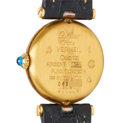Cartier Must Vendome Vermeil Watch Black Gold Silver Plated Leather — view 6