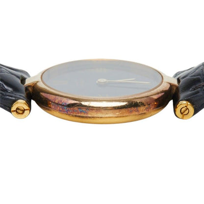 Cartier Must Vendome Vermeil Watch Black Gold Silver Plated Leather — view 4