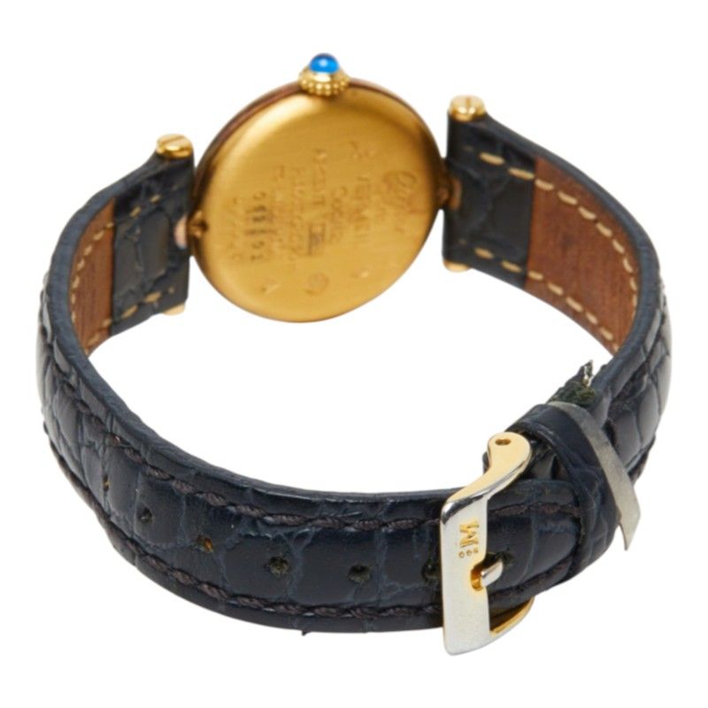 Cartier Must Vendome Vermeil Watch Black Gold Silver Plated Leather — view 5
