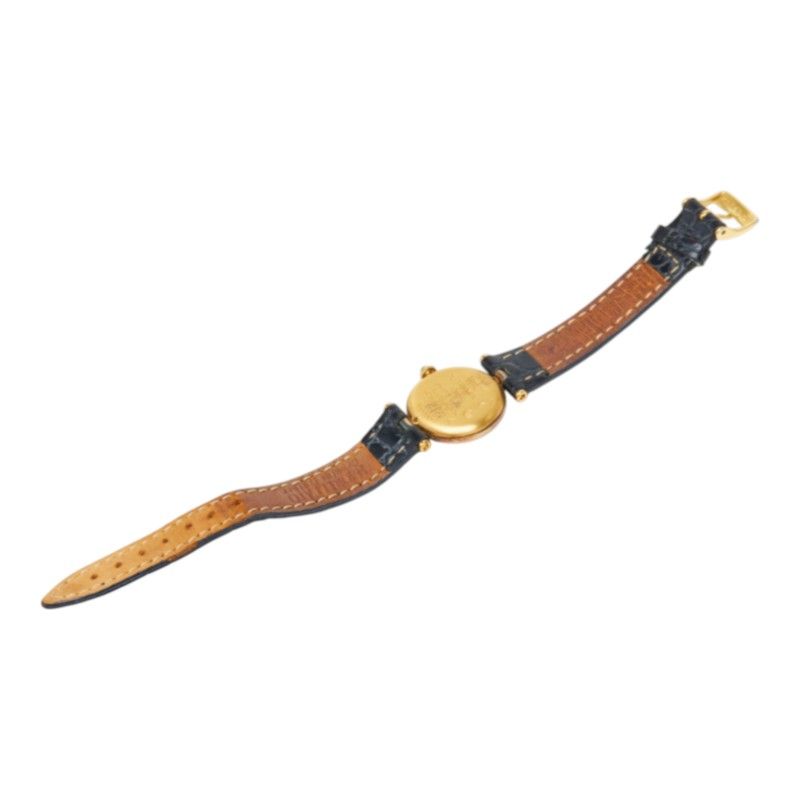 Cartier Must Vendome Vermeil Watch Black Gold Silver Plated Leather — view 7