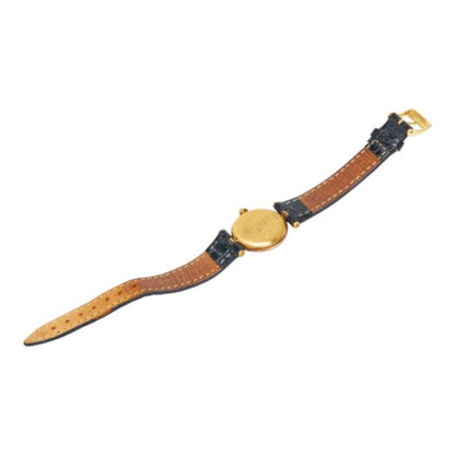 Cartier Must Vendome Vermeil Watch Black Gold Silver Plated Leather — view 7