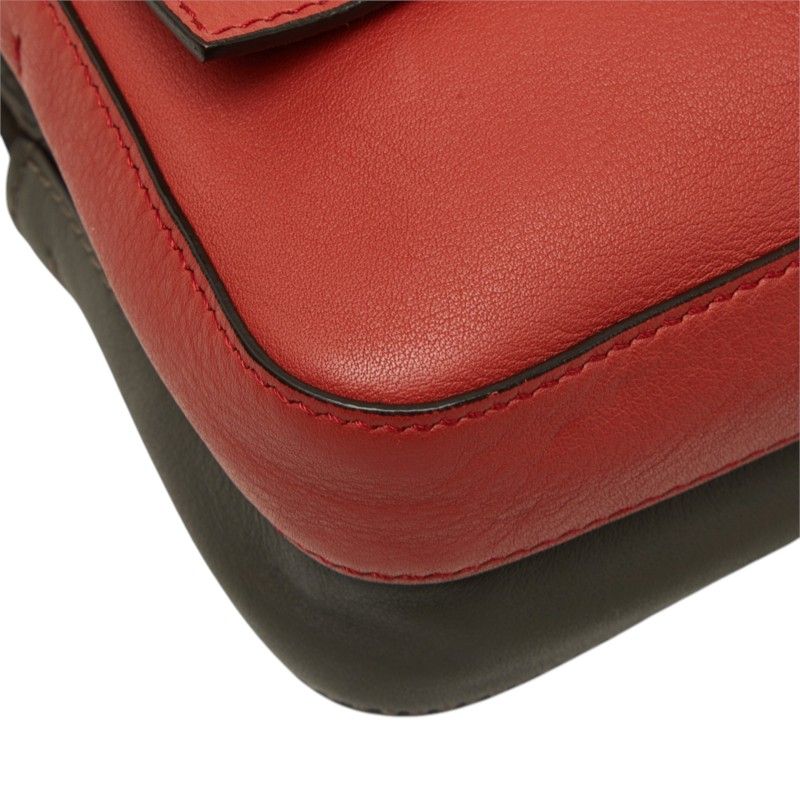 Fendi Double Micro Bucket Flower Chain Shoulder Bag Red Leather — view 4