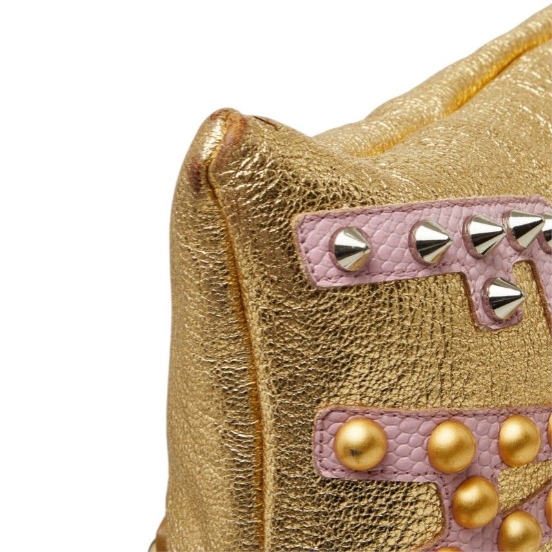 Dolce & Gabbana Bijou Studded Clutch 2-Way Crossbody Shoulder Bag Gold Leather — view 5