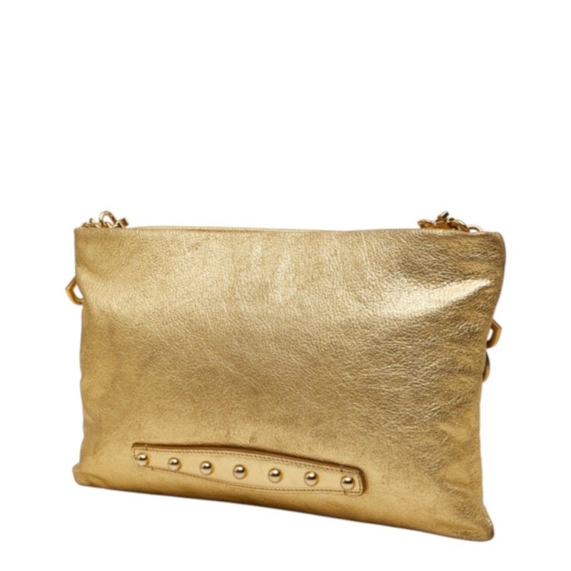 Dolce & Gabbana Bijou Studded Clutch 2-Way Crossbody Shoulder Bag Gold Leather — view 2