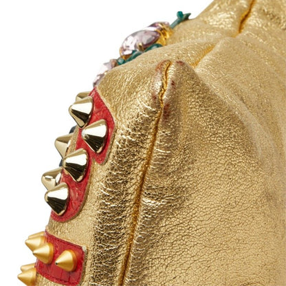 Dolce & Gabbana Bijou Studded Clutch 2-Way Crossbody Shoulder Bag Gold Leather — view 4