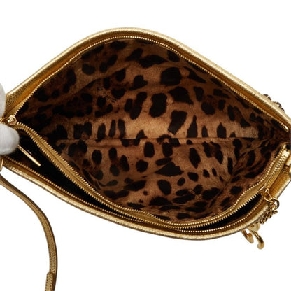 Dolce & Gabbana Bijou Studded Clutch 2-Way Crossbody Shoulder Bag Gold Leather — view 6