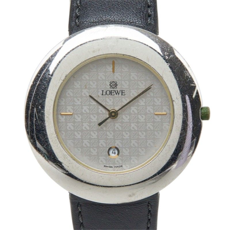 Loewe Anagram Watch 921 Silver Black Leather Stainless Steel