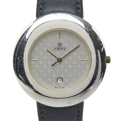 Loewe Anagram Watch 921 Silver Black Leather Stainless Steel