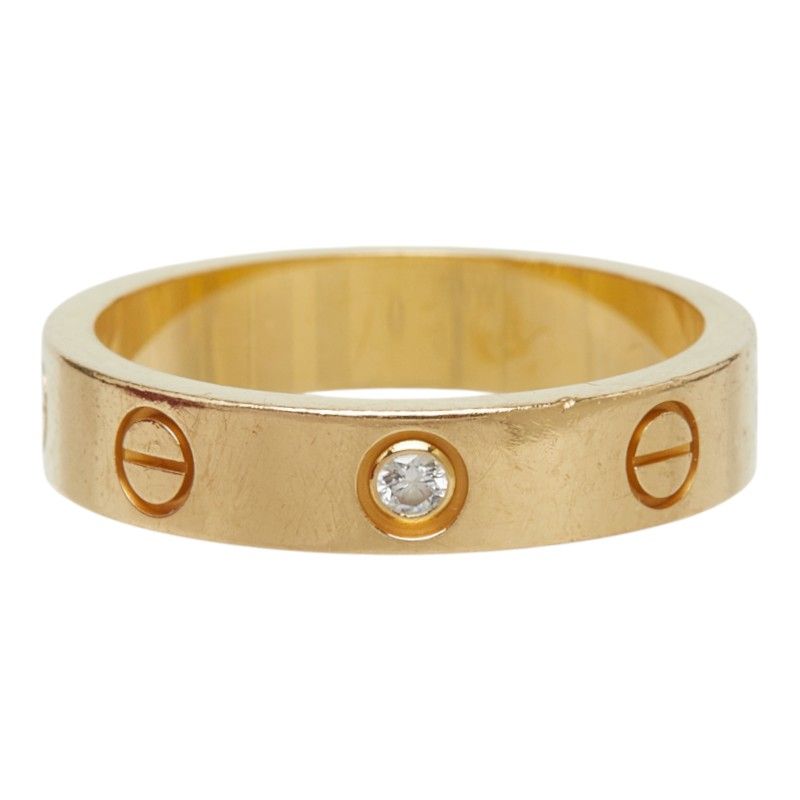 Cartier Mini Love Diamond Ring 51 18k Yellow Gold