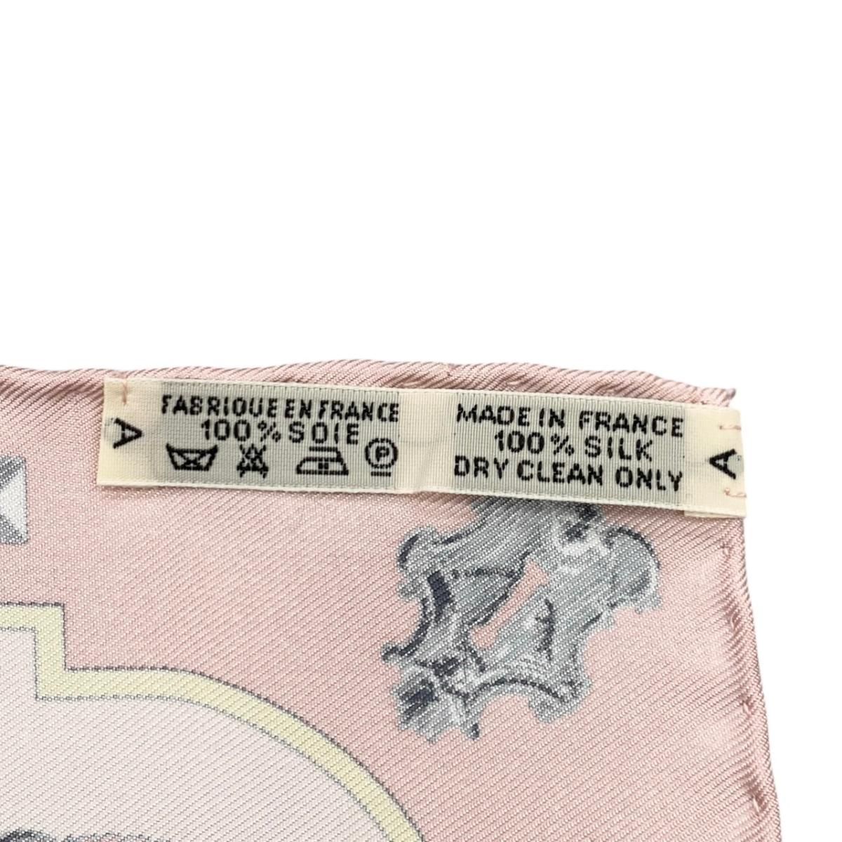 Hermes Silk Scarf Gavroche les Cles Key Motif Logo Pink Gray — view 8