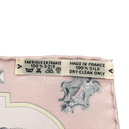 Hermes Silk Scarf Gavroche les Cles Key Motif Logo Pink Gray — view 8