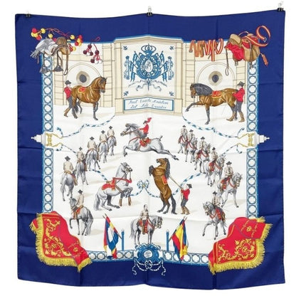 Hermes Scarf Carre 90 Multicolor Silk 100% Real Escuela Andaluza Del Arte