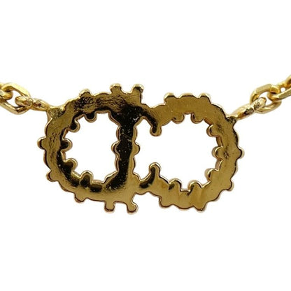 Dior Necklace Clair D Lune Gold Metal Rhinestone CD Logo — view 2