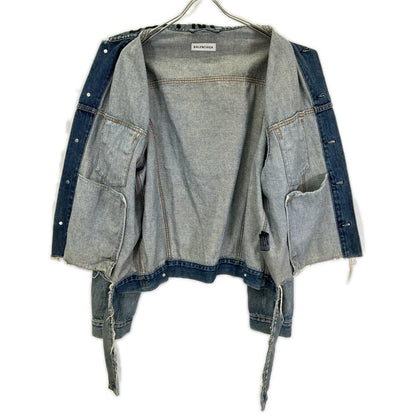 Balenciaga Blue Logo Denim Tracker Jacket 34 — view 3