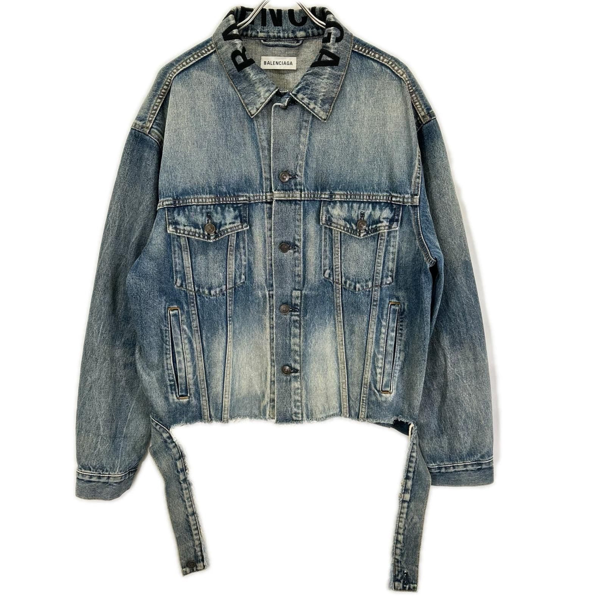 Balenciaga Blue Logo Denim Tracker Jacket 34