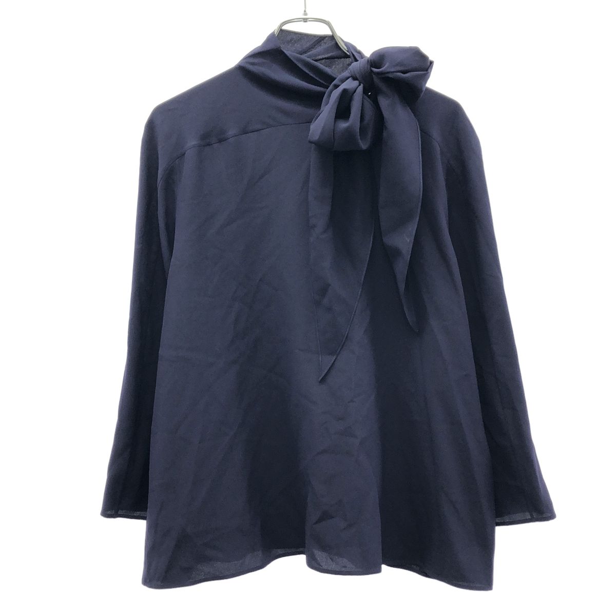 Hermes Silk Blouse Shirt Navy 44