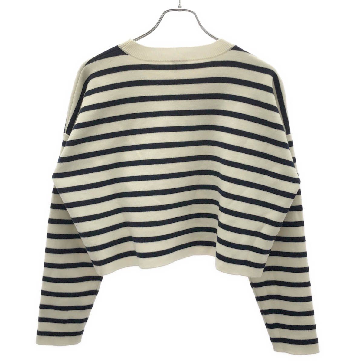 Loewe Anagram Embossed Beau Dark Lopped Knit Sweater White Navy — view 2