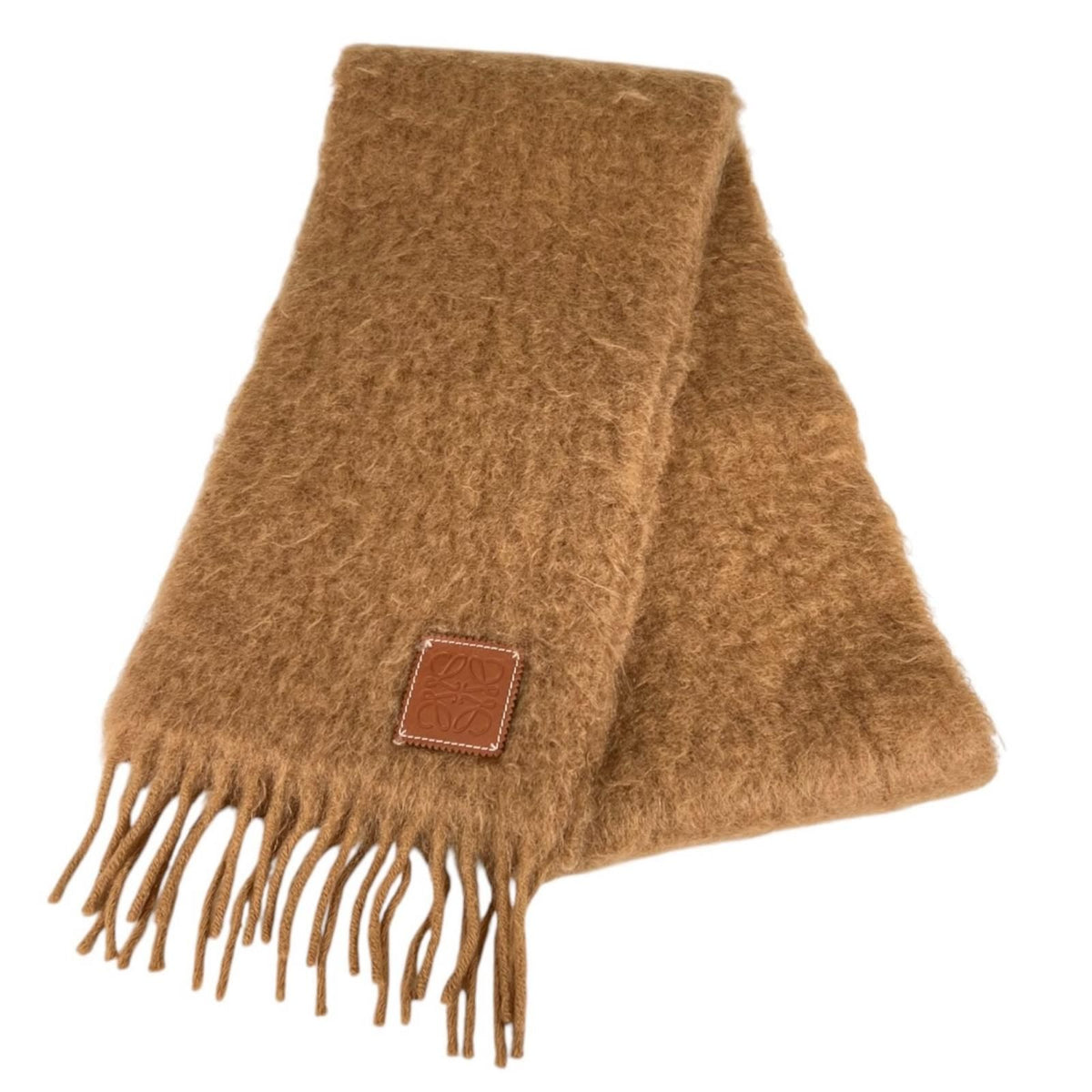Loewe Anagram Wool Mohair Nylon Brown Scarf