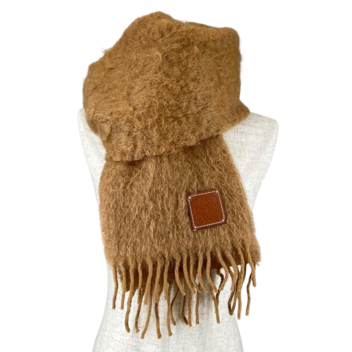 Loewe Anagram Wool Mohair Nylon Brown Scarf — view 2