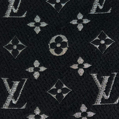 Louis Vuitton Logomania Scarf Shine Noir Silk Wool Silver Black — view 3