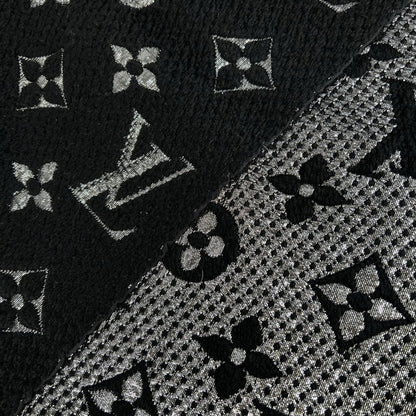 Louis Vuitton Logomania Scarf Shine Noir Silk Wool Silver Black — view 5