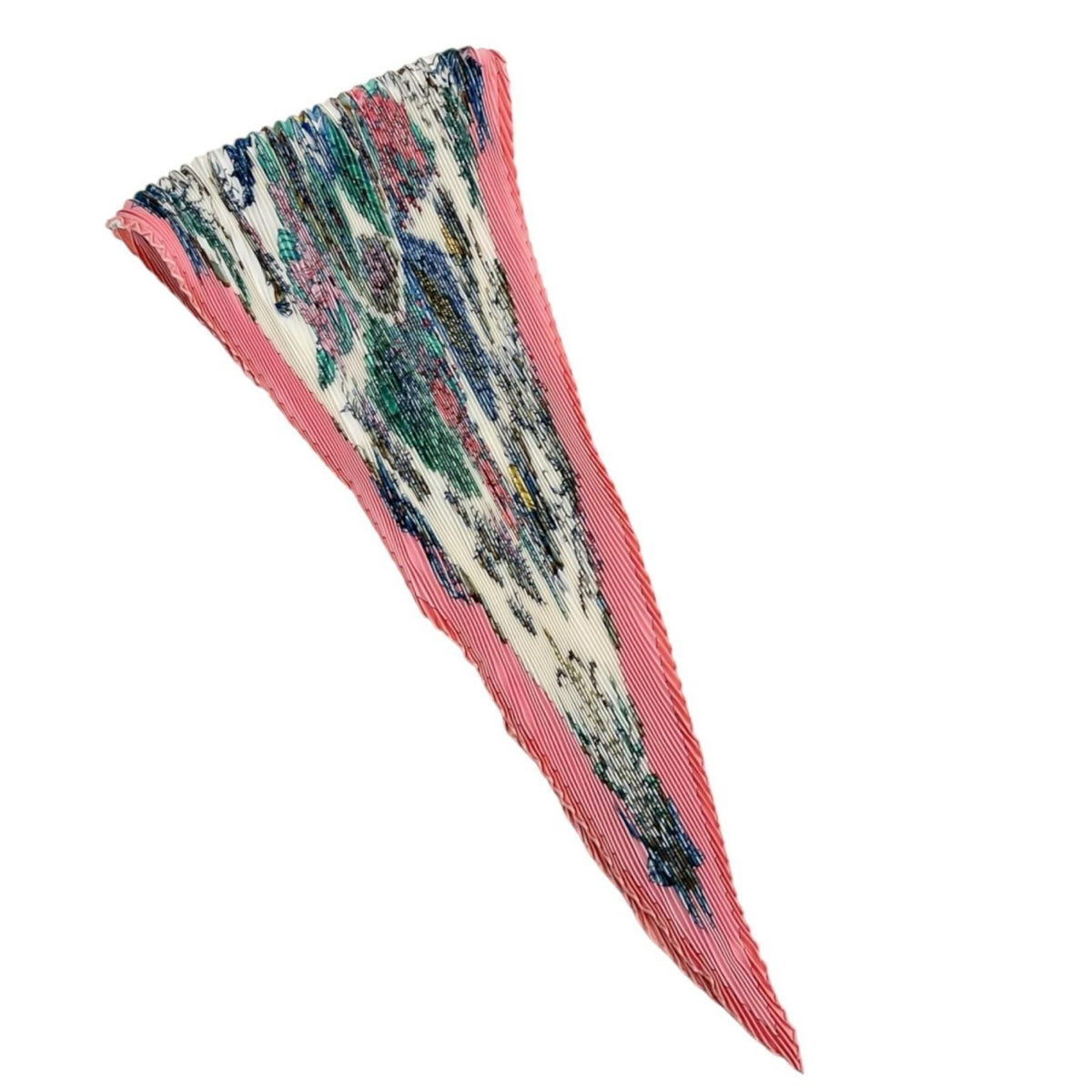 Hermes Pleated Pythagore Silk Green Pink White Scarf — view 4