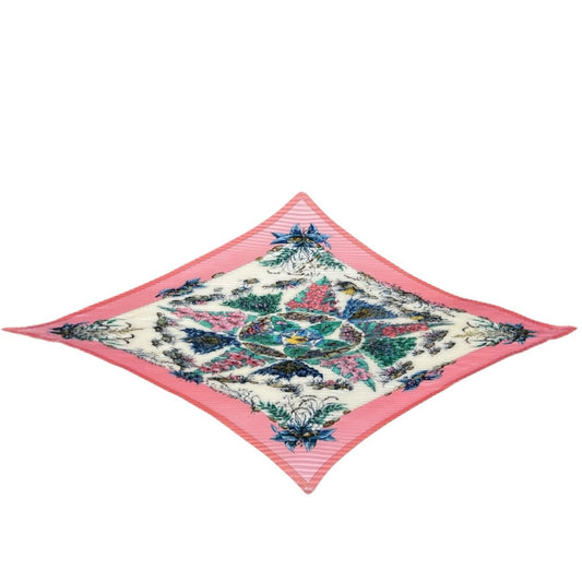 Hermes Pleated Pythagore Silk Green Pink White Scarf
